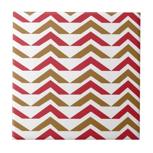 Chevron Groen Rood Chevron geometrisch patroon Tegeltje (Voorkant)