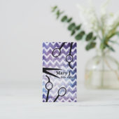 chevron hair stylist grunge scissors moderne schaa afsprakenkaartje (Staand voorkant)