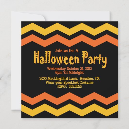 Chevron Halloween Party Invitation Kaart (Voorkant)