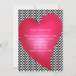 Chevron Heart Valentijnsdag Party Invitation Kaart