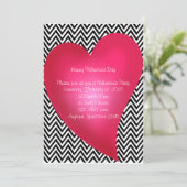 Chevron Heart Valentijnsdag Party Invitation Kaart (Staand voorkant)