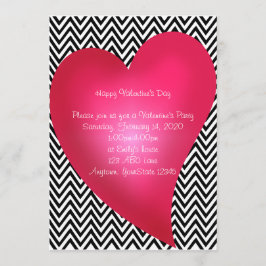 Chevron Heart Valentijnsdag Party Invitation Kaart