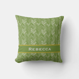 Chevron Herringbone Patroon Bosgroen Monogram Kussen