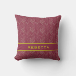 Chevron Herringbone Patroon Luxe Rood Monogram Kussen