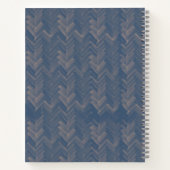 Chevron Herringbone Patroon Retro Blauw Monogram Notitieboek (Achterkant)