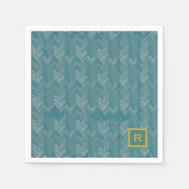 Chevron Herringbone Patroon Turquoise Initiaal Servet