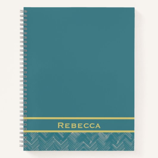 Chevron Herringbone Patroon Turquoise Monogram Notitieboek (Voorkant)