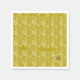 Chevron Herringbone Patroon Vintage Gouden Initiaa Servet