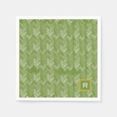 Chevron Herringbone Pattern Forest Green Initiaal Servet (Voorkant)