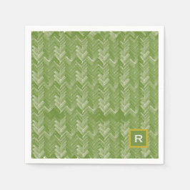 Chevron Herringbone Pattern Forest Green Initiaal Servet