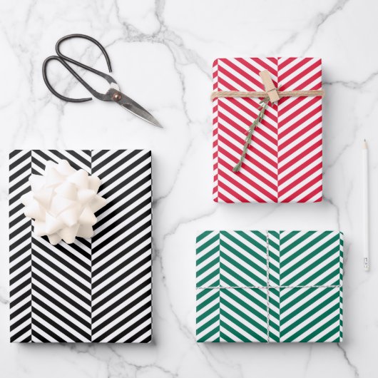 Chevron herringbone-stijl 3 kleuren inpakpapier vel (Voorkant)