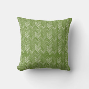 Chevron Herringbone Waterverf Bosgroen Kussen