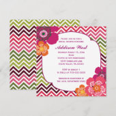 Chevron Hibiscus Square Invitation Kaart (Voorkant / Achterkant)
