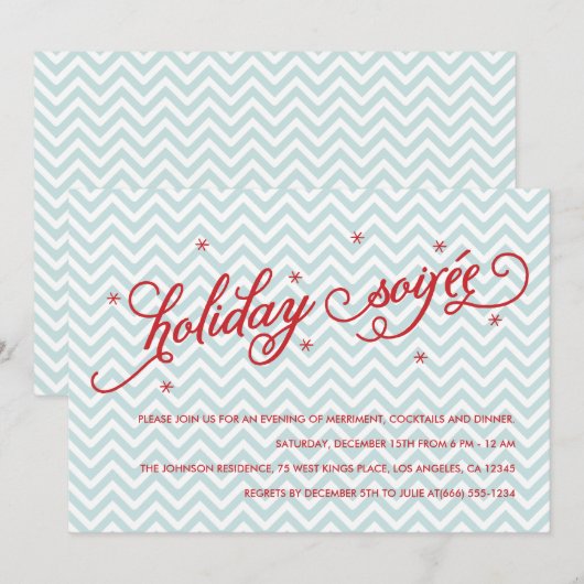 Chevron Holiday Soirée kerst uitgenodigd Kaart (Voorkant / Achterkant)