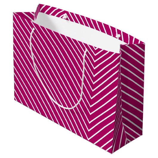 Chevron hot roze groot cadeauzakje (Achterkant Gekanteld)