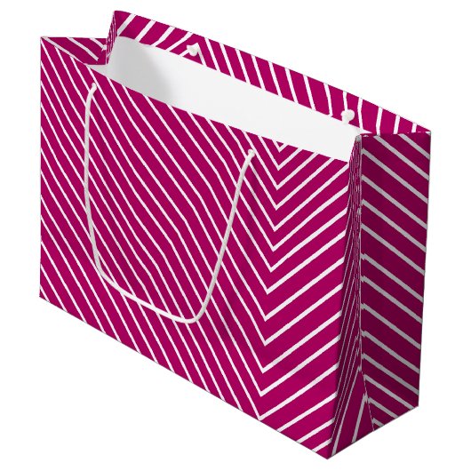 Chevron hot roze groot cadeauzakje (Voorkant Gekanteld)