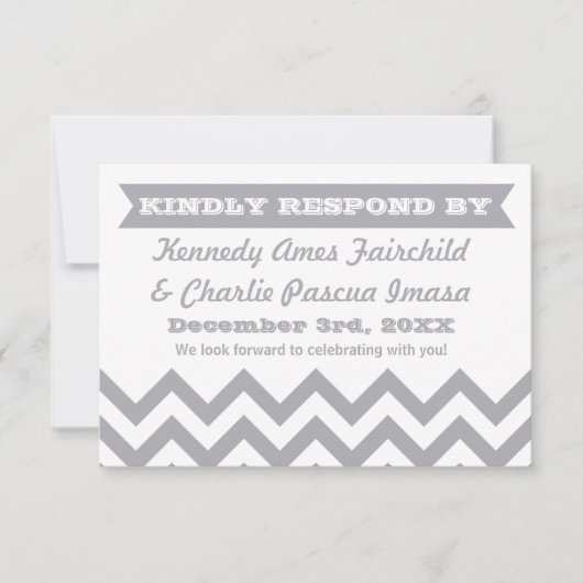 Chevron Huwelijks RSVP Kaarten (Voorkant)