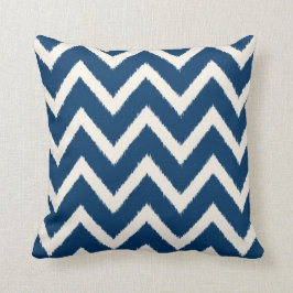 Chevron Ikat Zig Zag Navy Blue Kussen