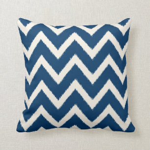 Chevron Ikat Zig Zag Navy Blue Kussen