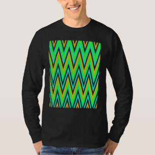 Chevron in bleke oranje blauw groene zigzaggelijn t-shirt