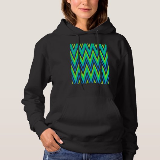Chevron In Blue Green Yellow Zigzags Hoodie (Voorkant)