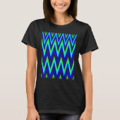 Chevron In Deep Blue Lime Green Zigzags T-shirt (Voorkant)