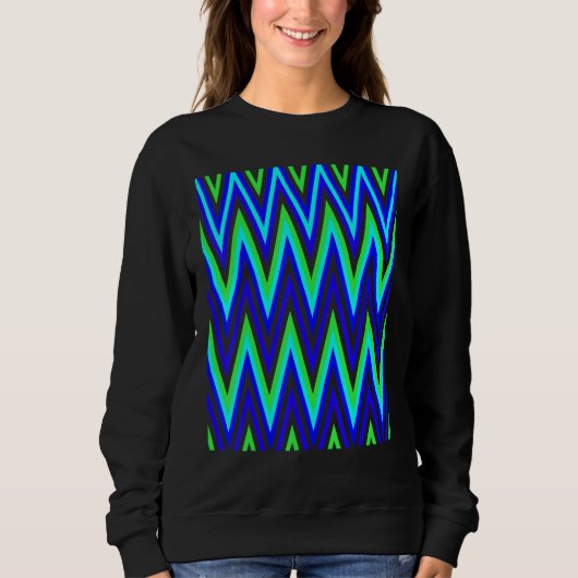 Chevron In Deep Blue Lime Green Zigzags Trui (Voorkant)