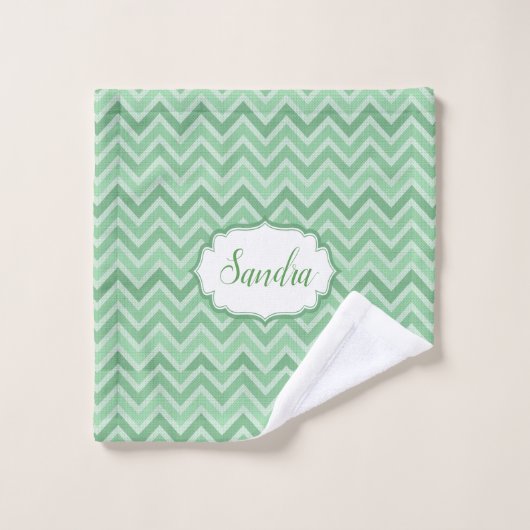 Chevron in groene tinten bad handdoek (Wasdoekje)