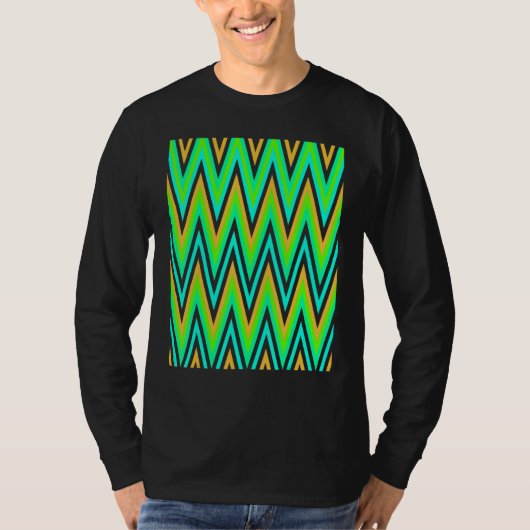 Chevron In Pale Orange Blue Green Zigzags T-shirt (Voorkant)
