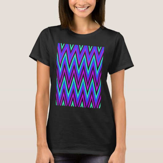 Chevron In Purple Blue Aqua Zigzags T-shirt (Voorkant)