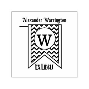 Chevron Initiaal Banner Monogram Ex Libris Boek Zelfinktende Stempel