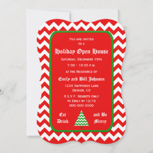 Chevron Kerst Open Huis Uitnodigingen