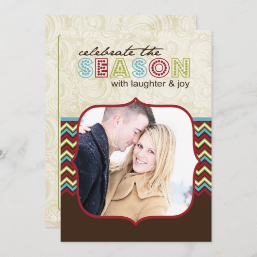 Chevron kerstfotokaart Sjabloon (Voorkant / Achterkant)