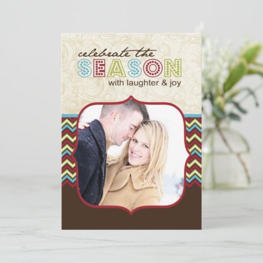 Chevron kerstfotokaart Sjabloon (Staand voorkant)