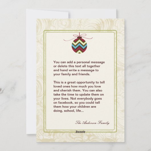 Chevron kerstfotokaart Sjabloon (Achterkant)