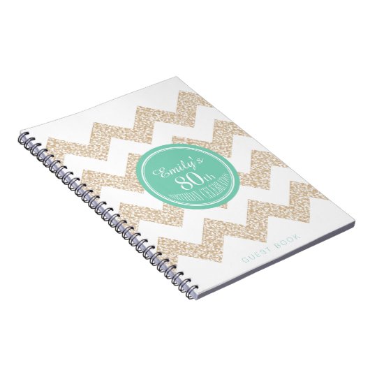 Chevron Kies Kleur 80e Verjaardagsfeestje Gastenbo Notitieboek (Rechterzijde)