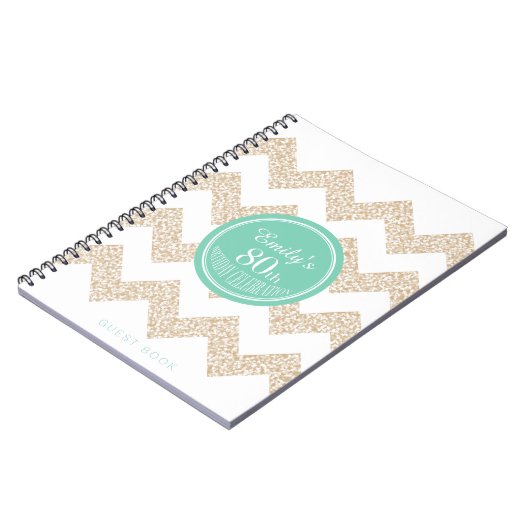 Chevron Kies Kleur 80e Verjaardagsfeestje Gastenbo Notitieboek (Linkerzijde)