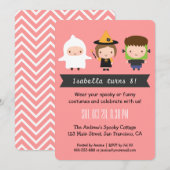 Chevron Kinder Halloween Birthday Party Kaart (Voorkant / Achterkant)