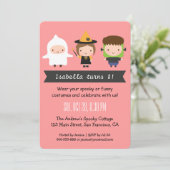 Chevron Kinder Halloween Birthday Party Kaart (Staand voorkant)