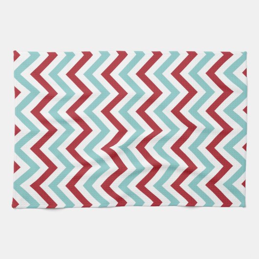 Chevron Kitchen Towel | {Aqua & Red} Theedoek (Horizontaal)