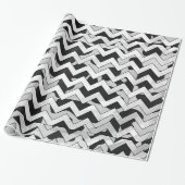 Chevron Koe Black en White Cadeaupapier (Uitgerold)