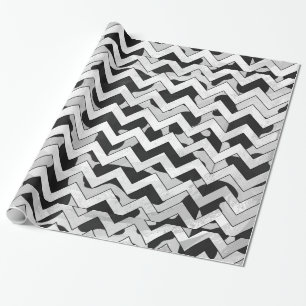 Chevron Koe Black en White Cadeaupapier