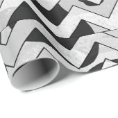 Chevron Koe Black en White Cadeaupapier (Rol Hoek)