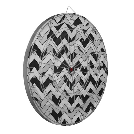 Chevron Koe Black en White Dartbord (Voorkant Links)