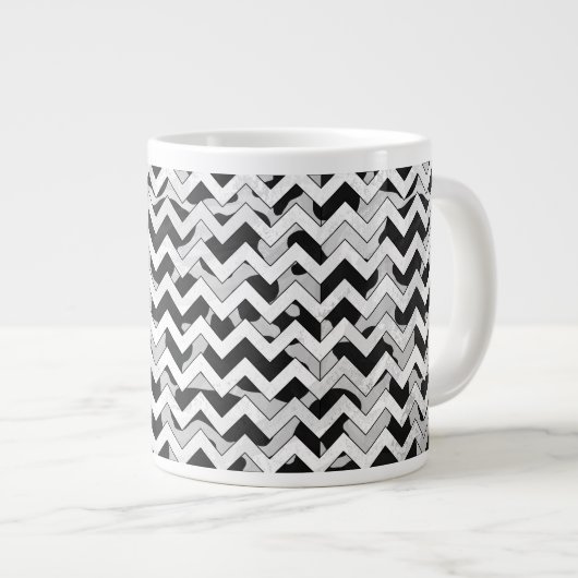 Chevron Koe Black en White Grote Koffiekop (Voorkant rechts)