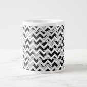 Chevron Koe Black en White Grote Koffiekop (Voorkant)