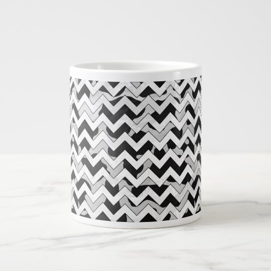 Chevron Koe Black en White Grote Koffiekop (Voorkant)