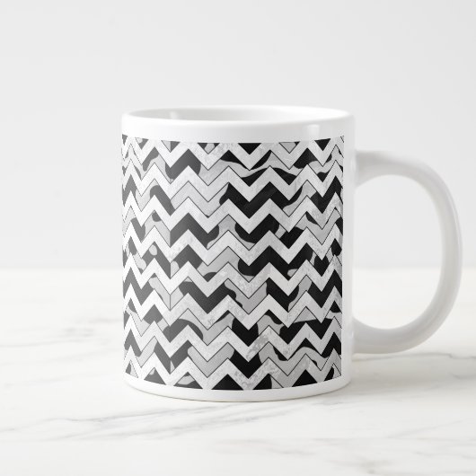 Chevron Koe Black en White Grote Koffiekop (Rechts)