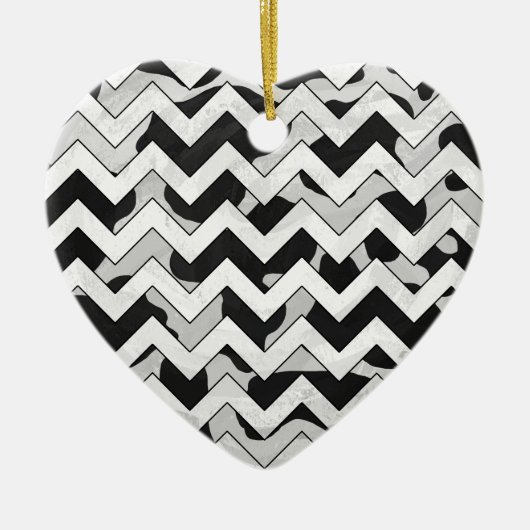 Chevron Koe Black en White Keramisch Ornament (Voorkant)