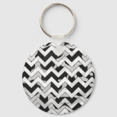 Chevron Koe Black en White Sleutelhanger (Voorkant)